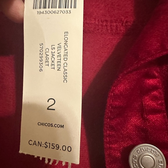 Chico's Vibrant Red Button-Front Jean Jacket - Brand New with tag. - Picture 5 of 6